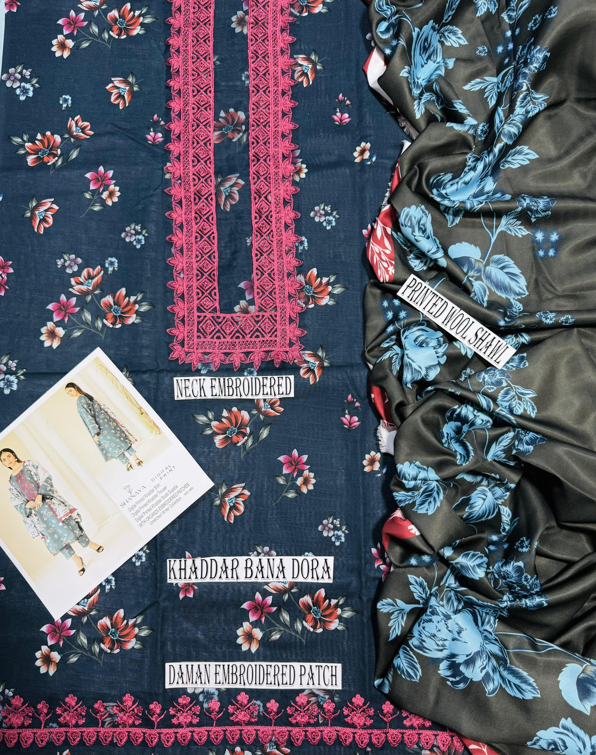 SHANAYA KHADDER UNSTICH 3pc(WA-550)