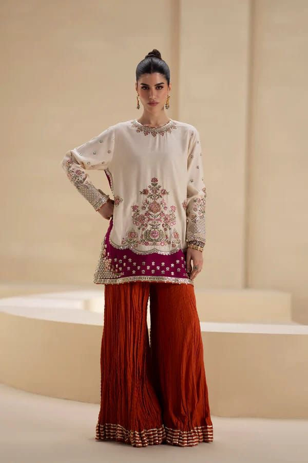 PEARL | ETHNIC | EMBROIDERD SILK UNSTICH 3PC | U-U1243