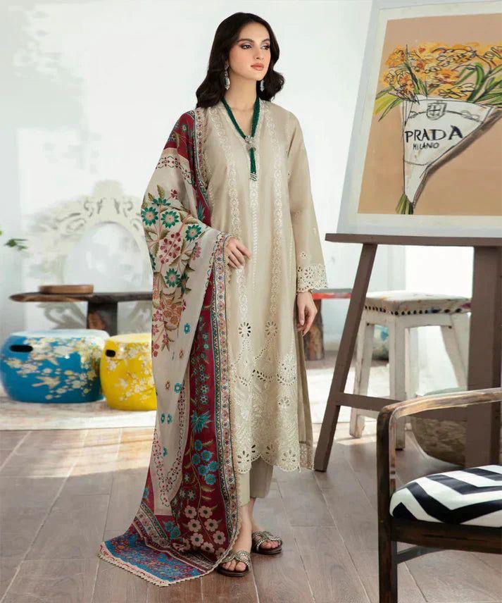 MARIA B DHANK EMBROIDERD UNSTICH 3pc (WA-390)