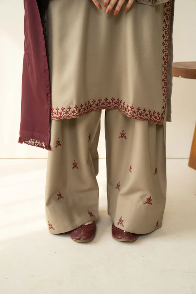 BAROUQE DHANK |HEAVY EMBROIDERD WITH EMBROIDERD DUBATA UNSTICHED 3pc(U.U-6497)