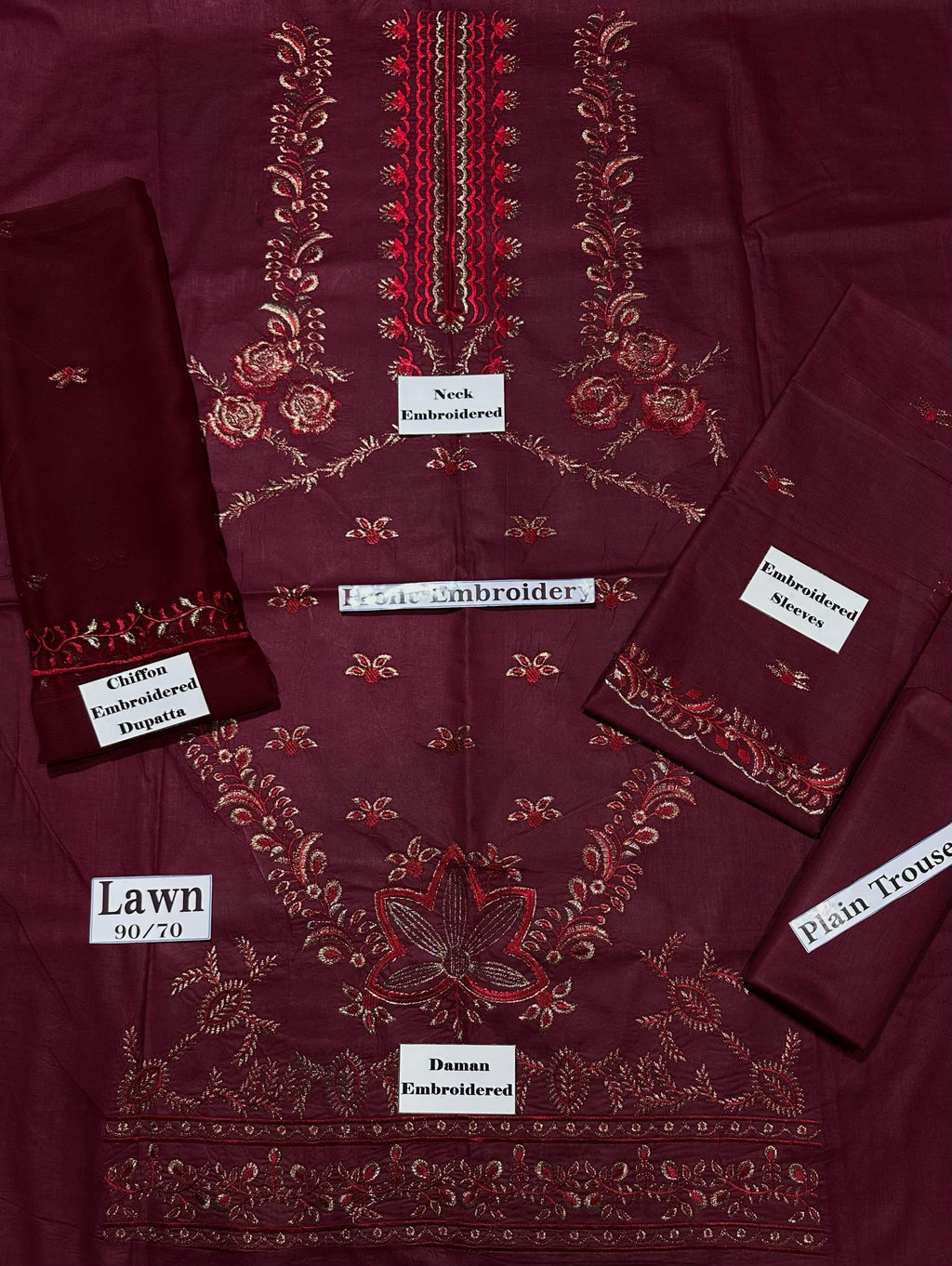 Heavy Embroidered Lawn 3pc