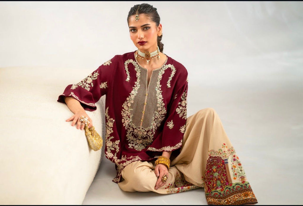 ETHNIC | FESTIVE EMBROIDERD SILK 2PC | U-U6790