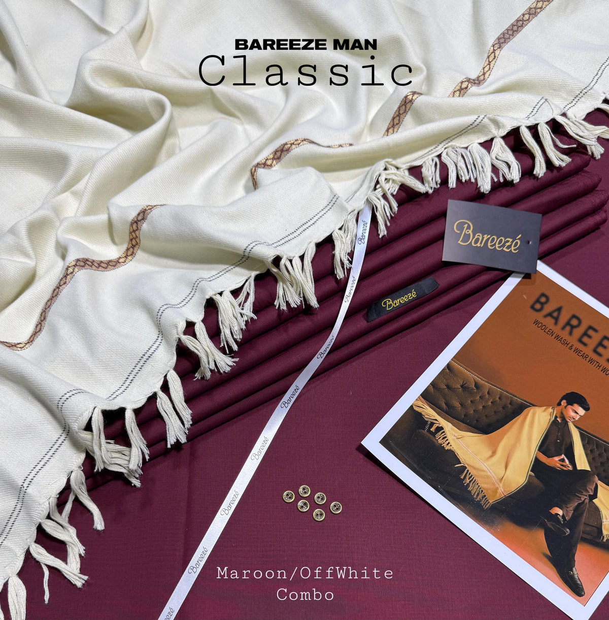 BAREEZE MAN WOOLKEN PAIR WASH&WEAR (MEHROON)