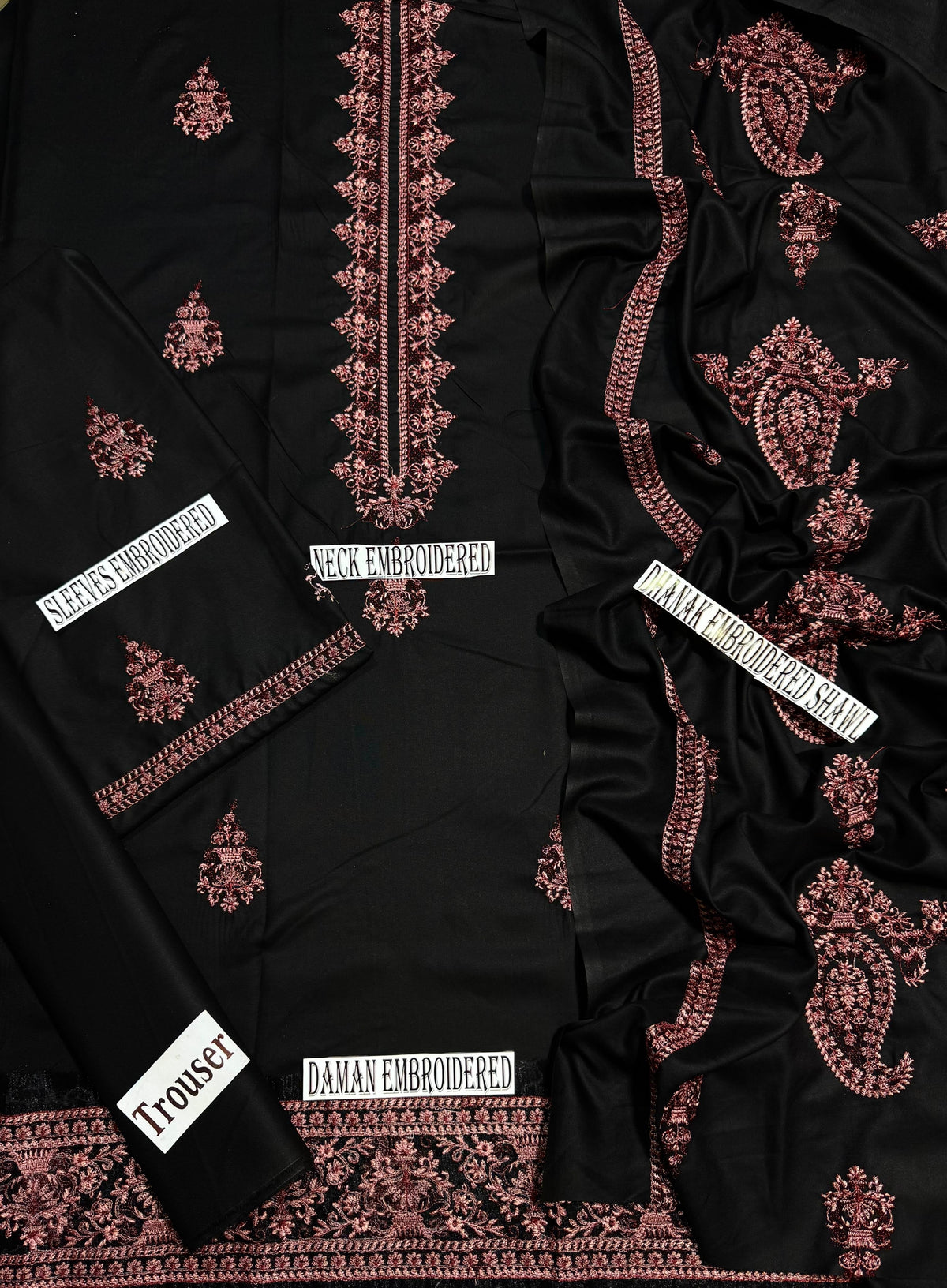 BAREEZE DHANK EMBROIDERD UNSTICH 3pc (WA-866)