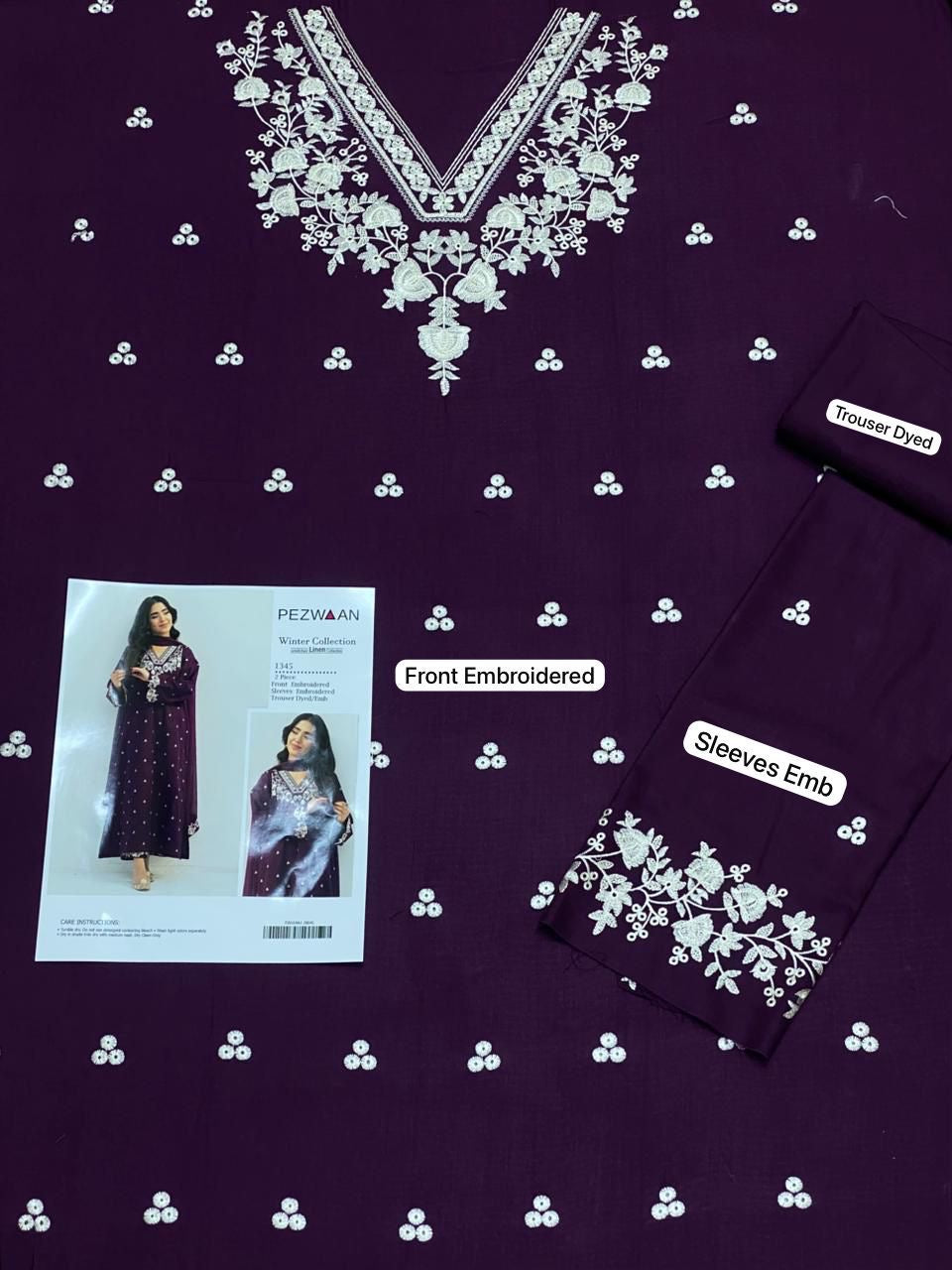 LINEN EMBROIDERD UNSTICHED 2PC (PURPAL)
