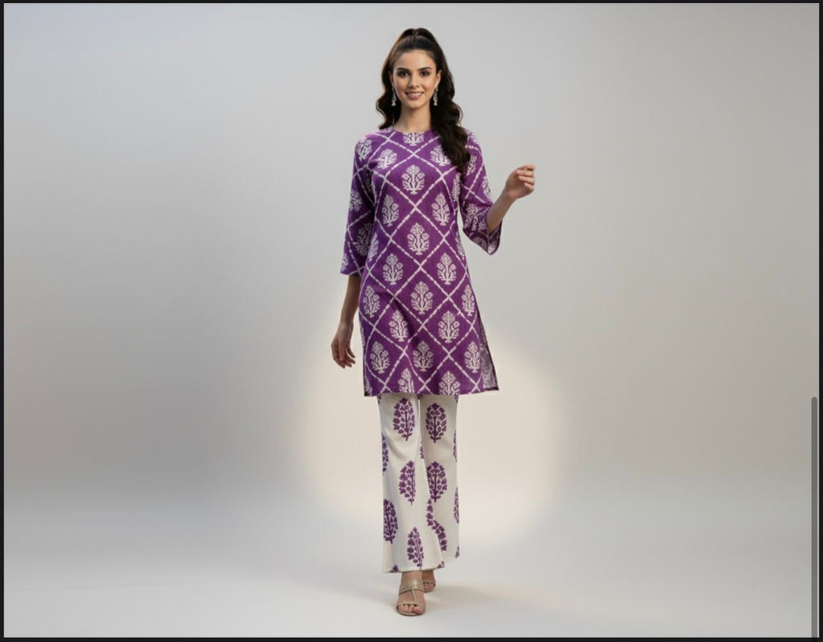 SHANAYA KHADDAR 2PC CORD-SET (PURPAL)