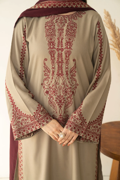 BAROUQE DHANK |HEAVY EMBROIDERD WITH EMBROIDERD DUBATA UNSTICHED 3pc(U.U-6497)