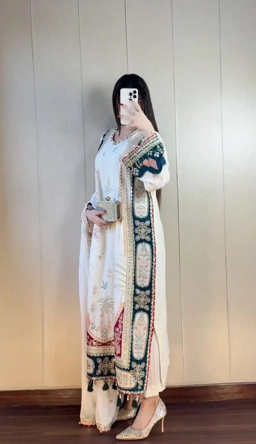 ETHNIC | FESTIVE SILK EMBROIDERD 3PC | U-U4367