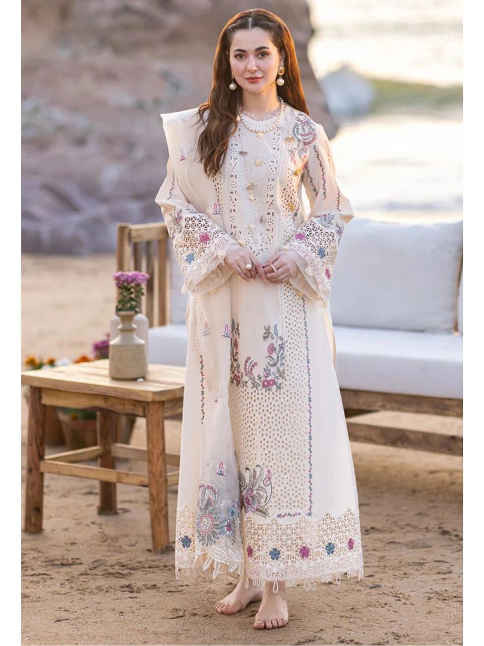 QALAMQAR DHANK EMBROIDERD UNSTICH 3pc(U-U-765)