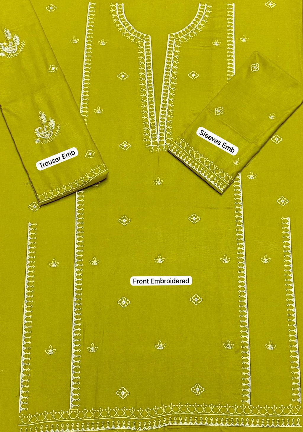LINEN EMBROIDERD UNSTICHED 2PC (YELLOW)