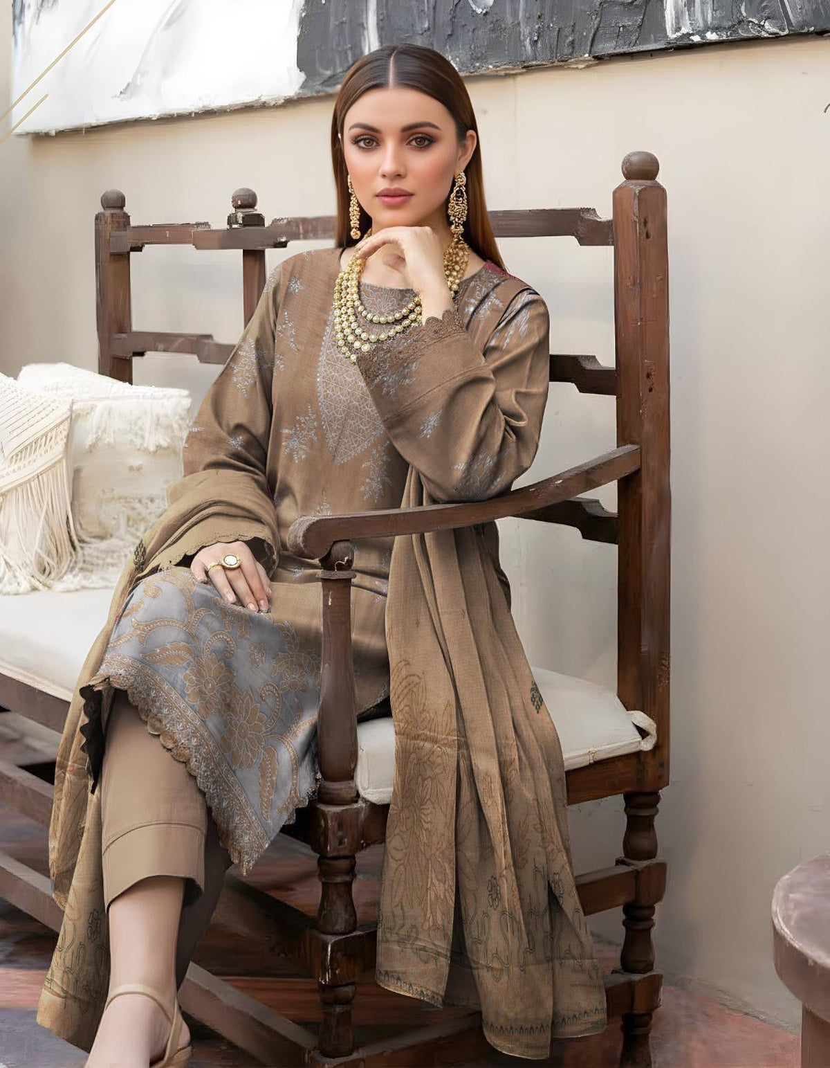 “BAVLI” BY ZIMAL TEXTILE SLUB VISCOS EMBROIDERD APPLIC WORK UNSTICHED 3pc WA-455