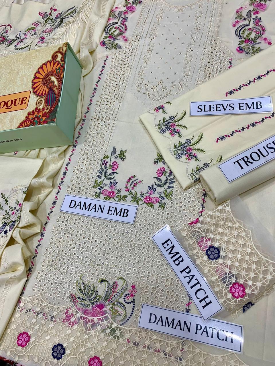 QALAMQAR DHANK EMBROIDERD UNSTICH 3pc(U-U-765)
