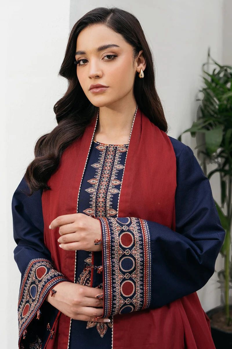 JAZMIN DHANK EMBROIDERD UNSTICH 3pc (WA-377)