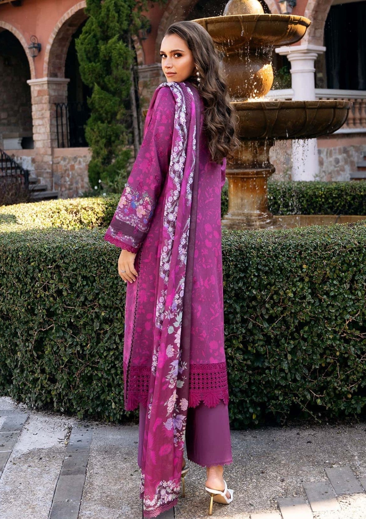 DAMASK BY AFROZEH PRINT 3pc WITH EMBROIDERED PATCHES