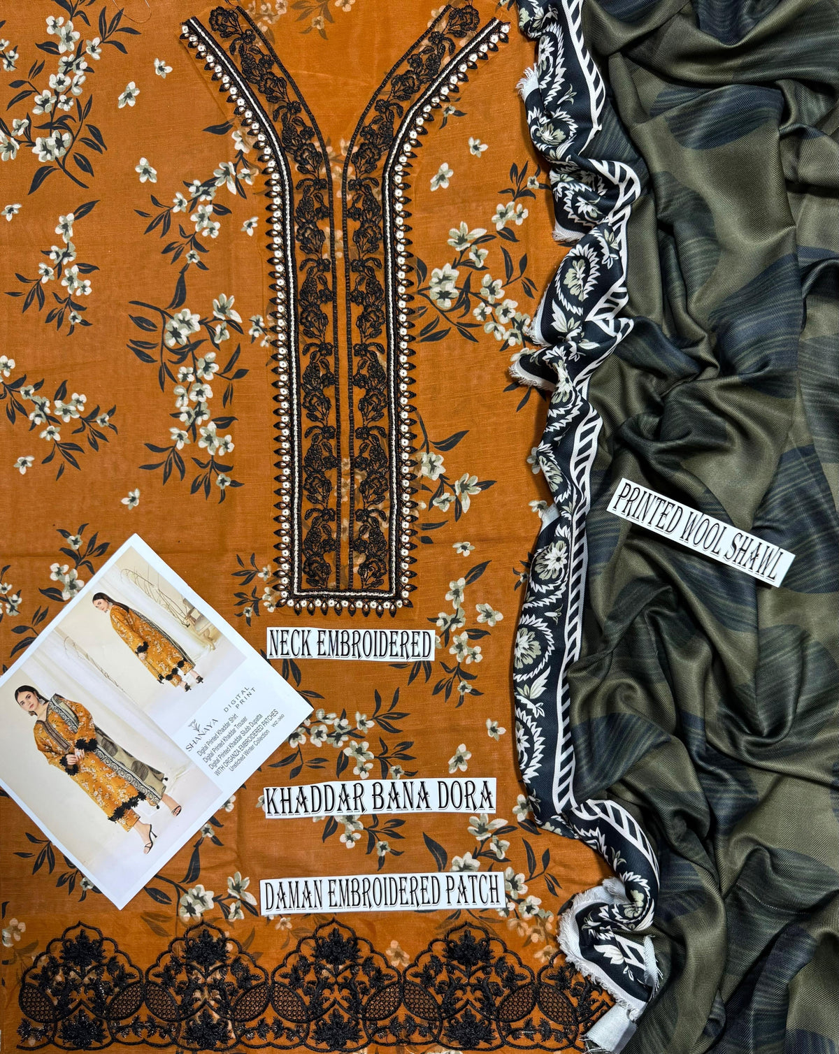 SHANAYA KHADDER UNSTICH 3pc(WA-345)