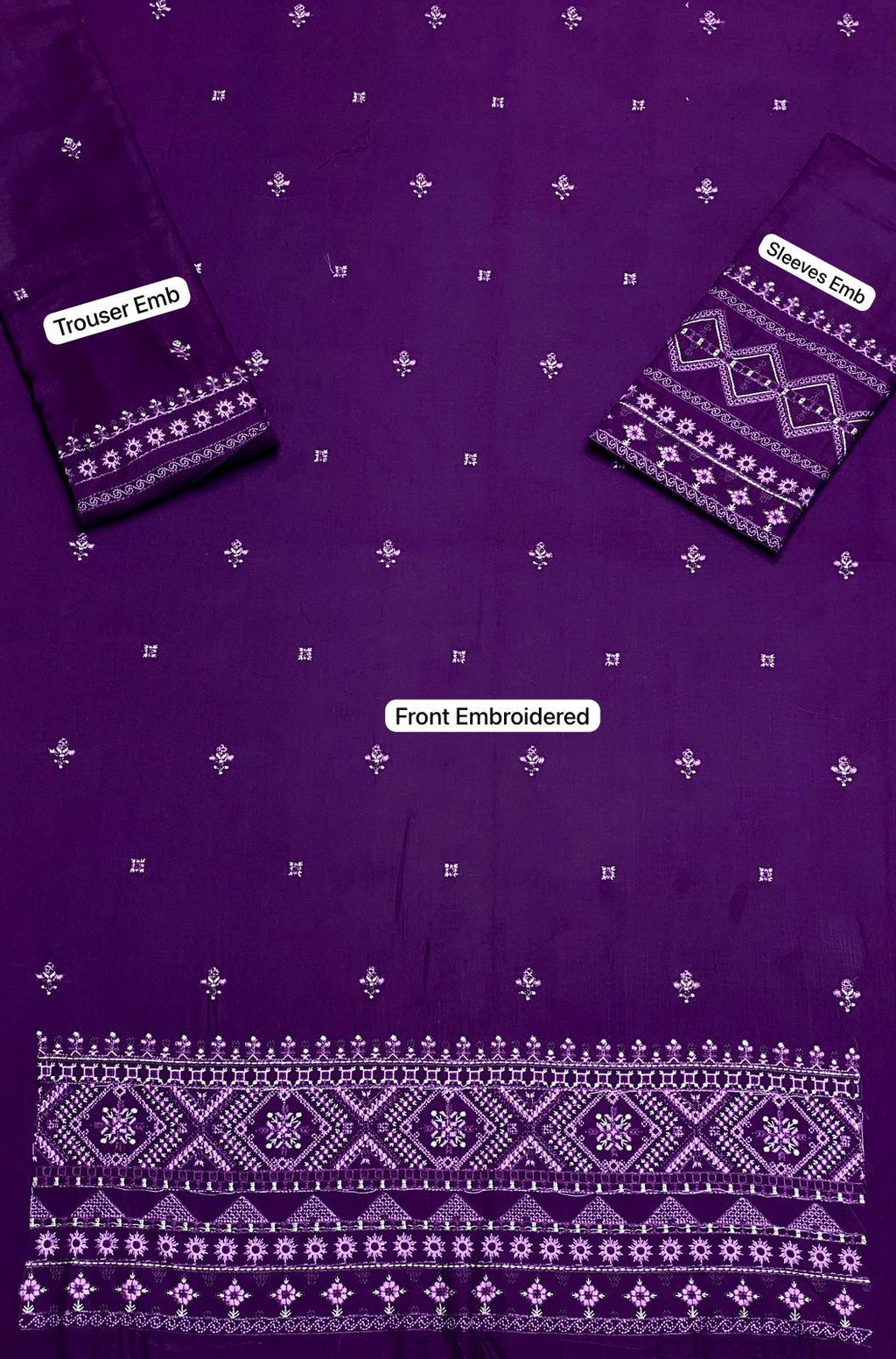 LINEN EMBROIDERD UNSTICHED 2PC (DARK PURPAL)