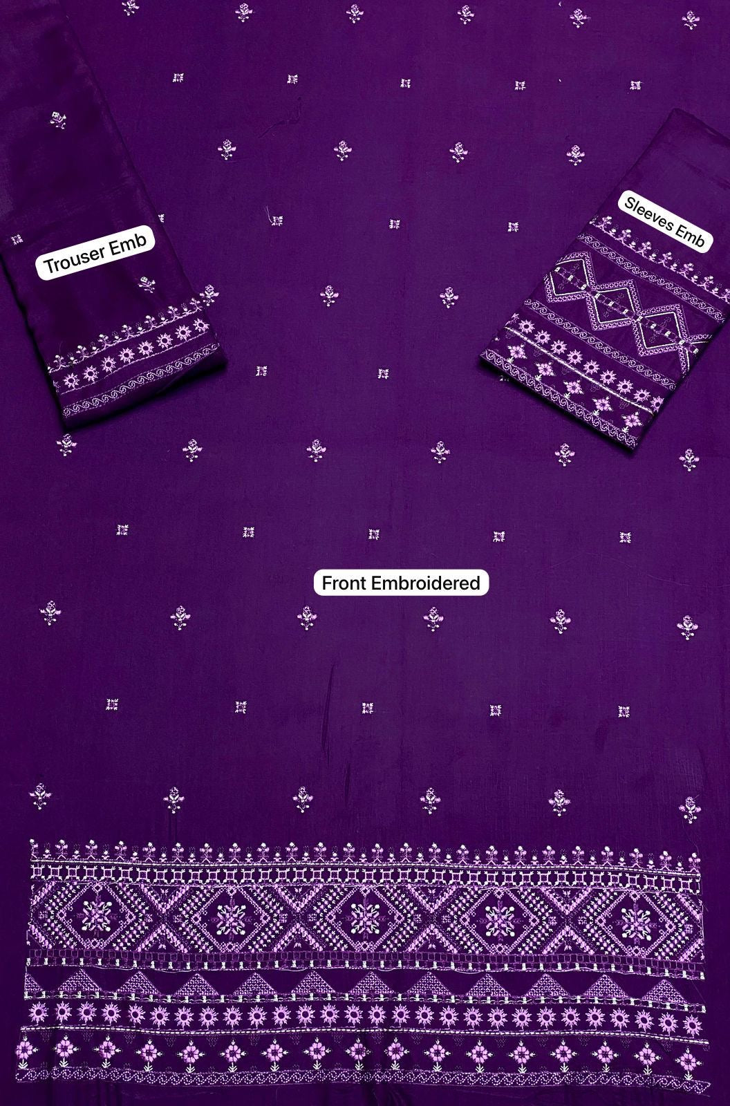 LINEN EMBROIDERD UNSTICHED 2PC (DARK PURPAL)