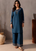 LINEN EMBROIDERD UNSTICHED 2PC (ROYAL BLU)