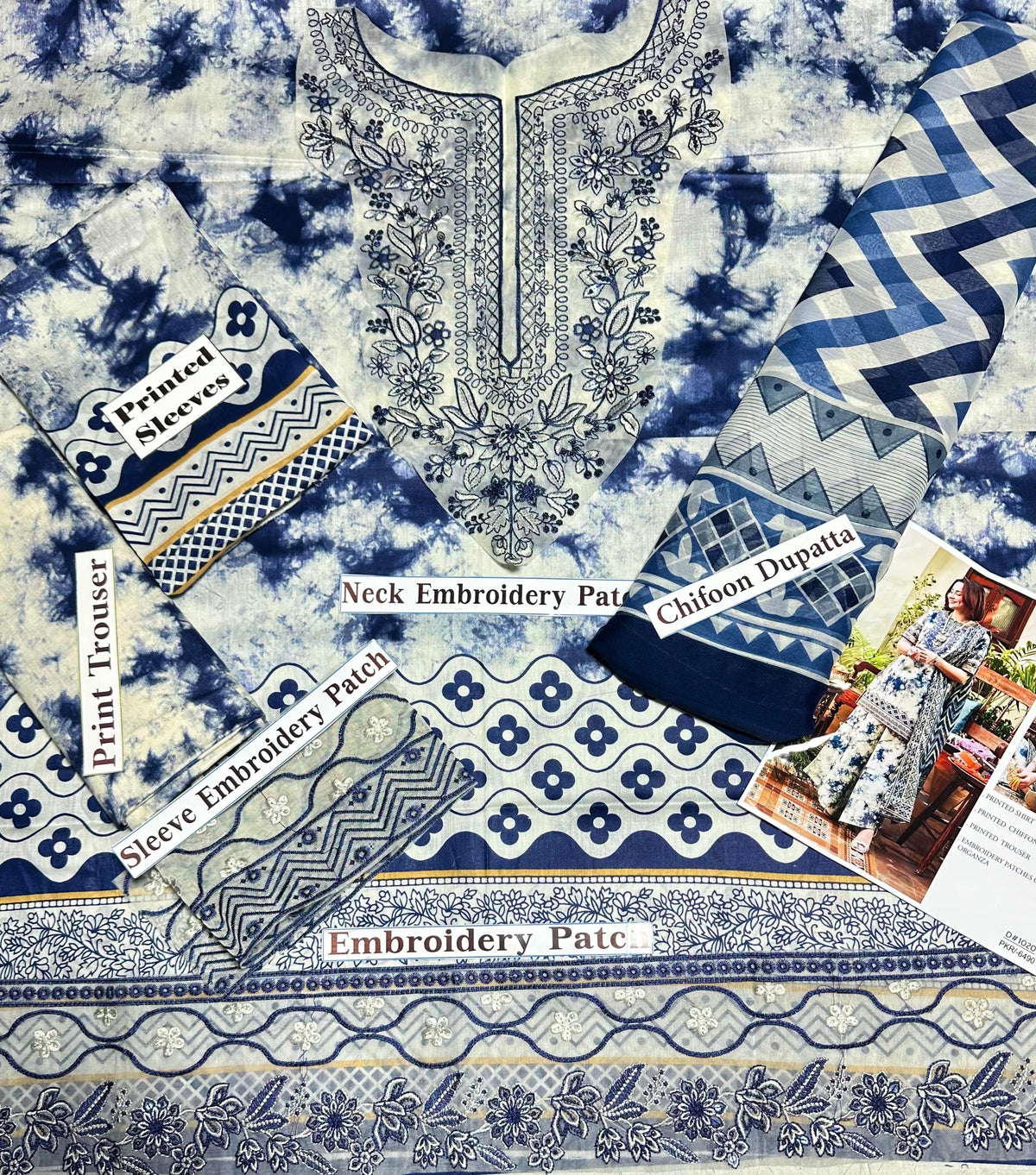 Hania Amir Lawn Print Embroidered 3pc SL-3213 Unstiched