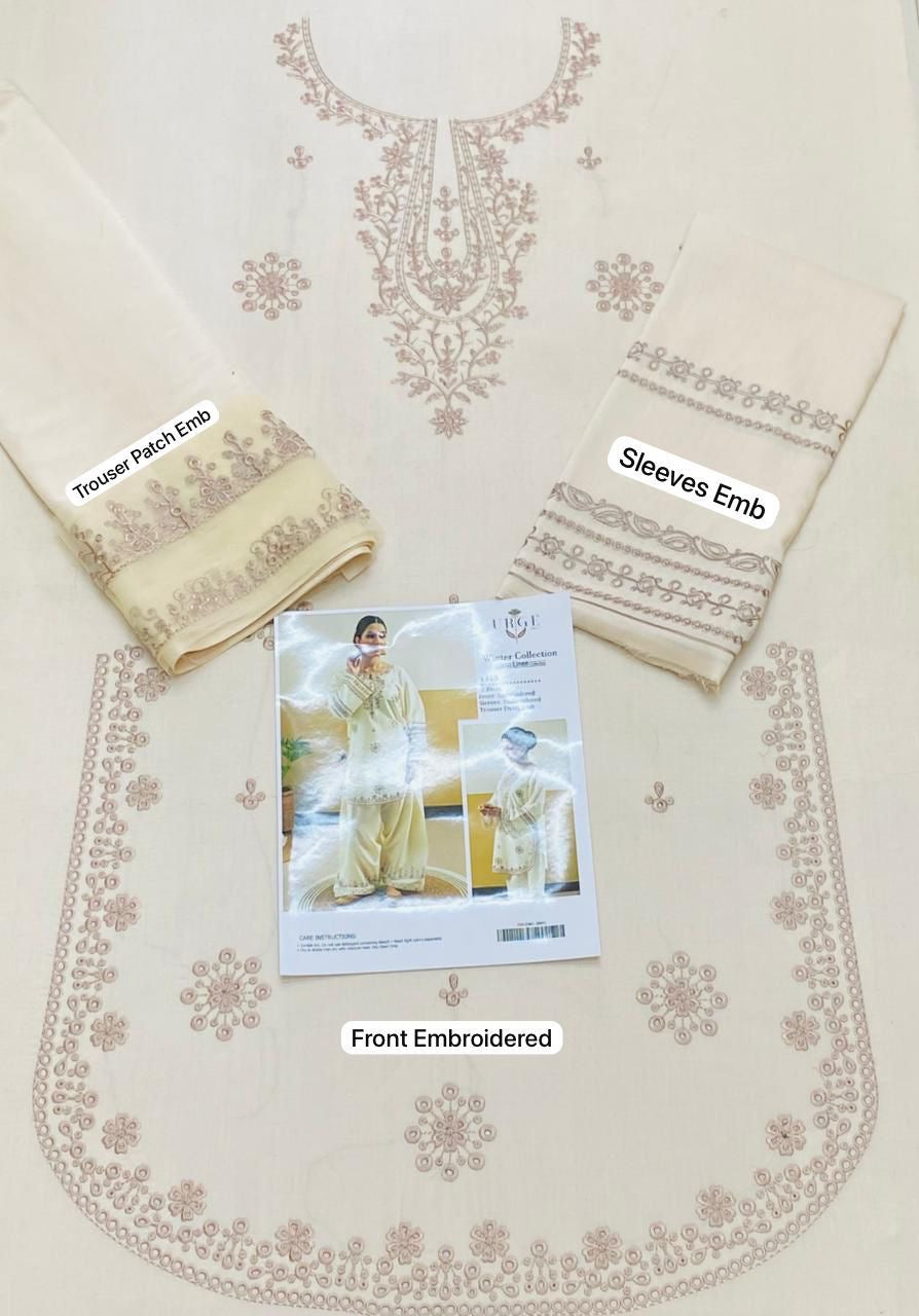 LINEN EMBROIDERD UNSTICHED 2PC (OFF WHITE)
