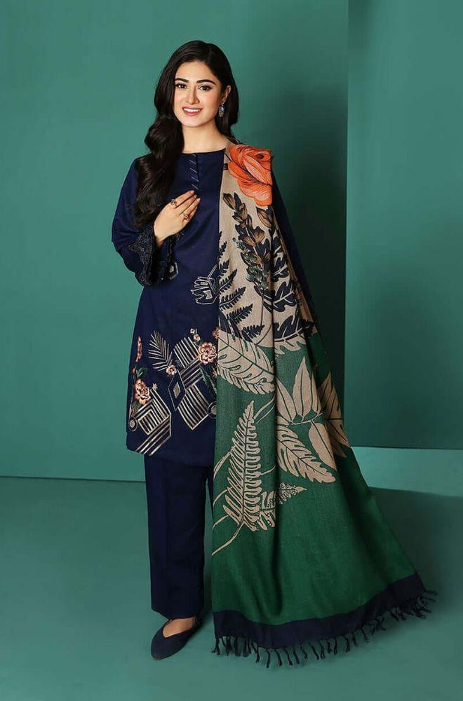 NISHAT DHANK EMBROIDERD UNSTICH 3pc (WA-368)