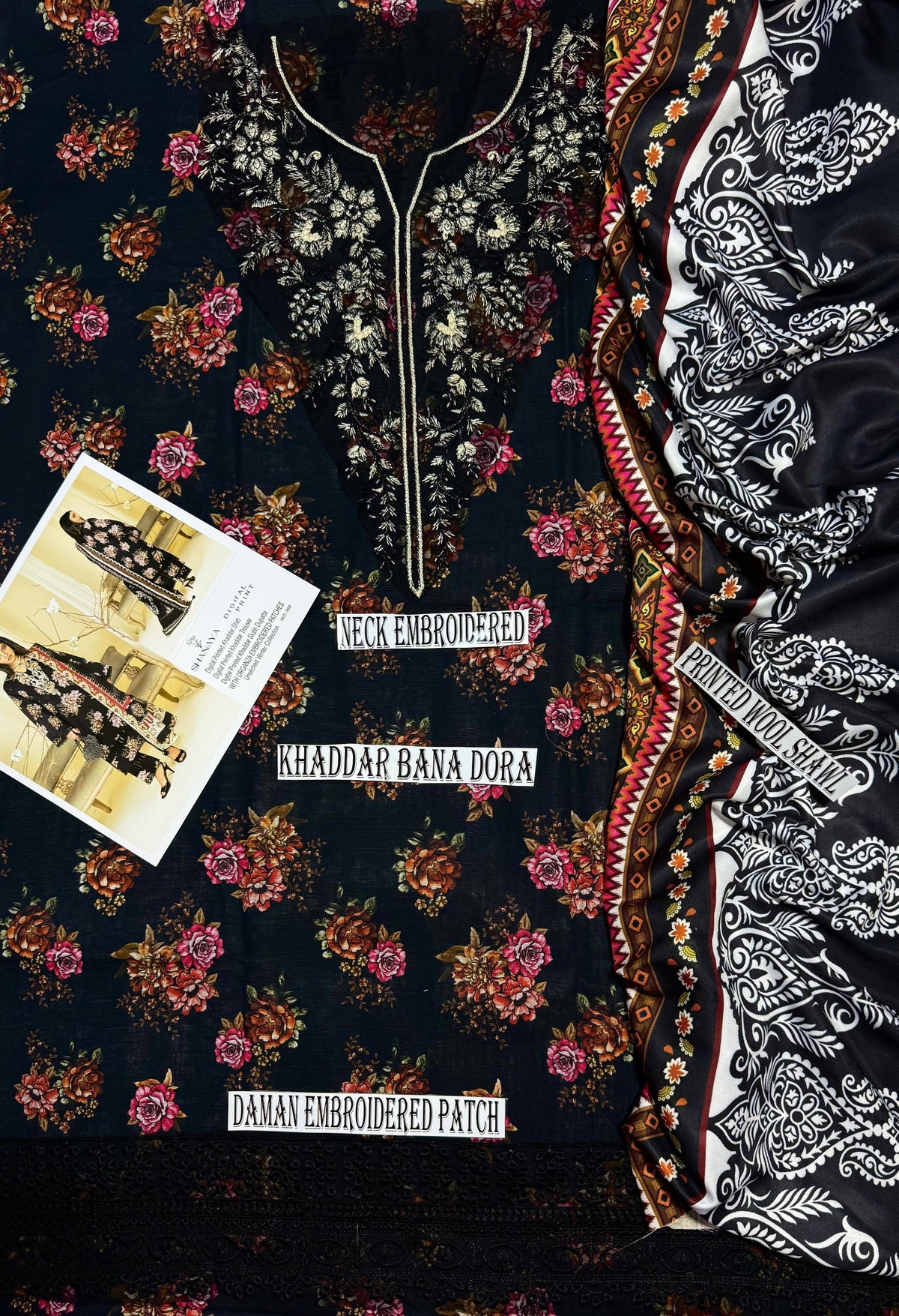 SHANAYA KHADDER UNSTICH 3pc(WA-7689)