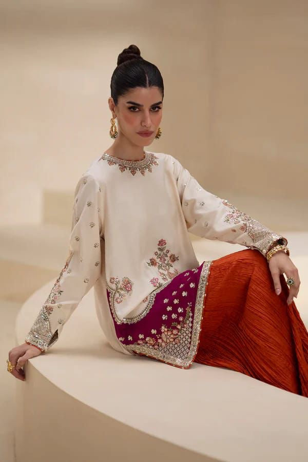 PEARL | ETHNIC | EMBROIDERD SILK UNSTICH 3PC | U-U1243