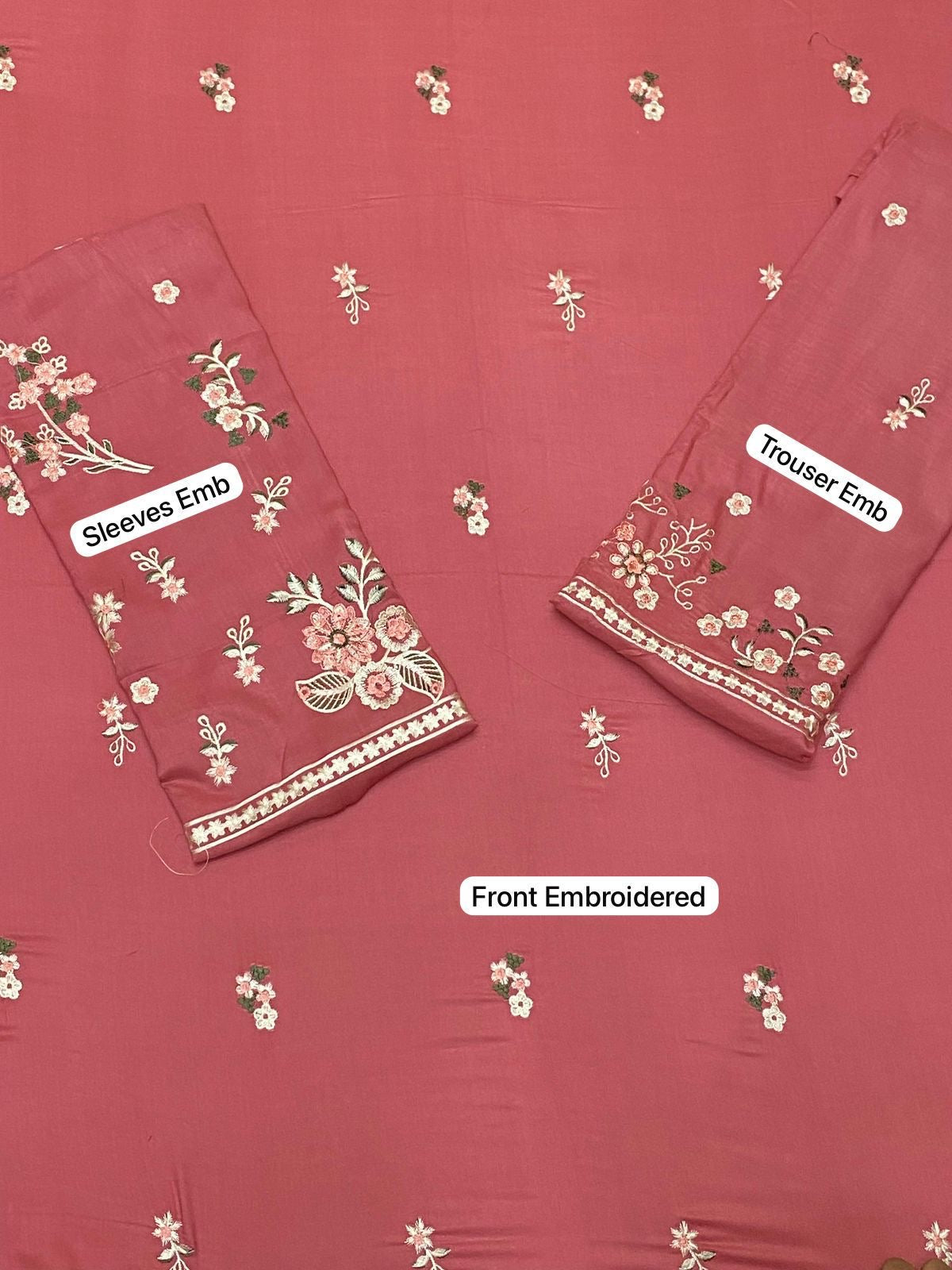LINEN EMBROIDERD UNSTICHED 2PC (PINK)