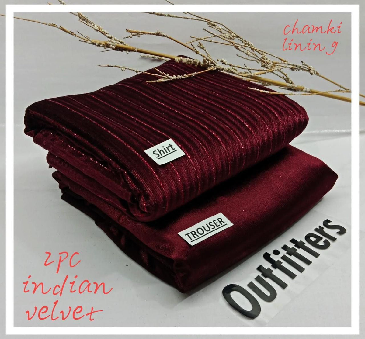 INDIAN LUREX CHAMKI VALVET 2PC (DARK BROWN)