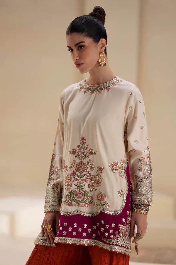 PEARL | ETHNIC | EMBROIDERD SILK UNSTICH 3PC | U-U1243
