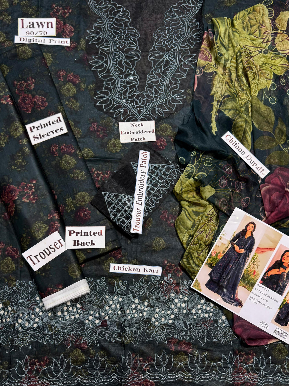 Iznik-Printed Embroidered Lawn Unstiched 3pc (WA-1839)